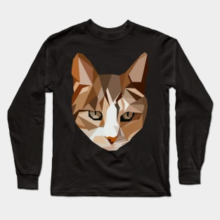 Geometric Low Poly Cat Face Long Sleeve T-Shirt